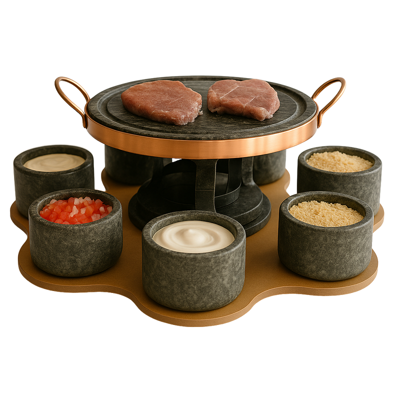 Conjunto Para Churrasco Com Base Giratória - 9 Peças